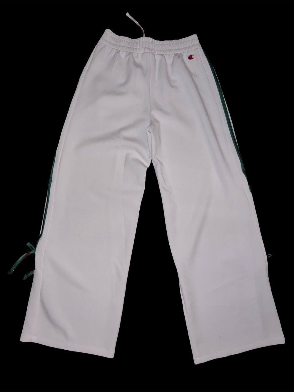 Champion Women’s White Joggers with Green Side Stripes And Bows - Picture 2 of 4
